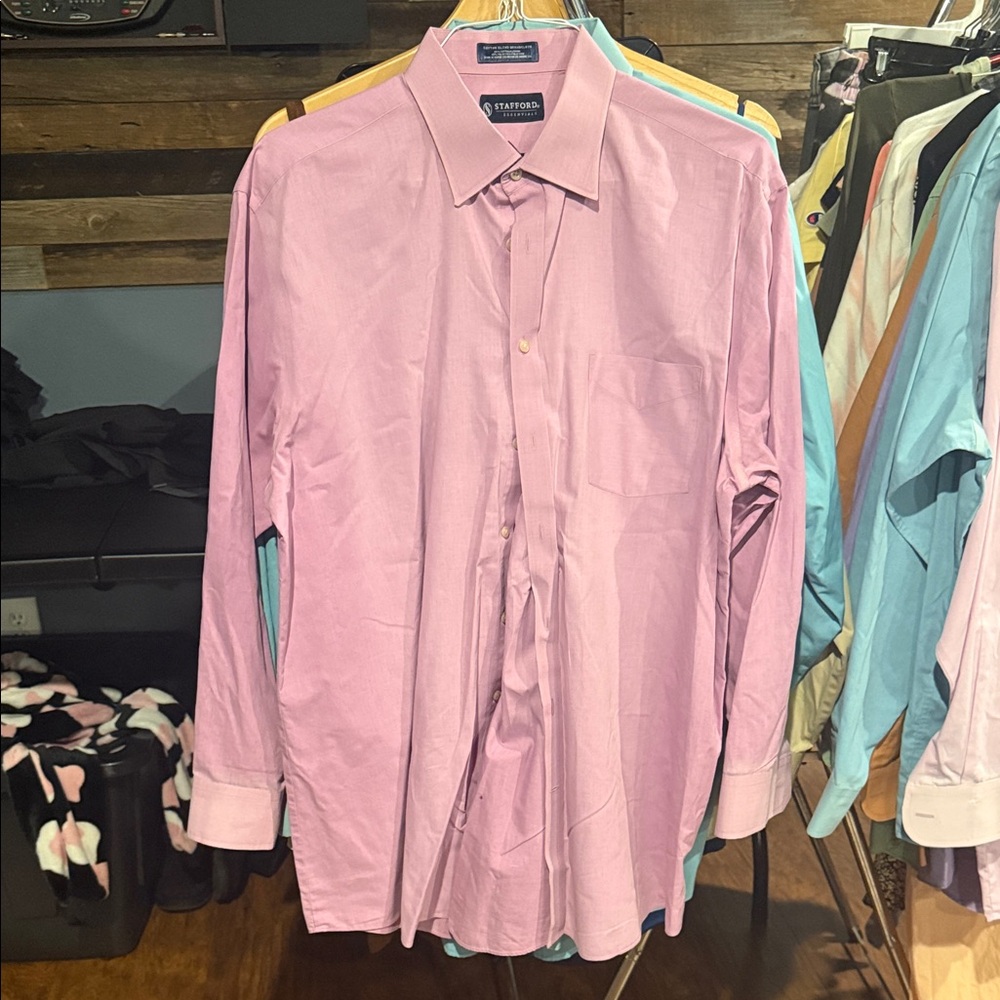 Stafford Light Purple/pink Long Sleeve Dress Shirt 17-17.5 34/35
